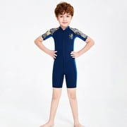 DIVE SAIL Kid Swimsuit Boy Shorty Wetsuit Children Swimwear UV Protection Wetsuits Snorkel Wet Suit for Swimming Diving Surfing Blue L