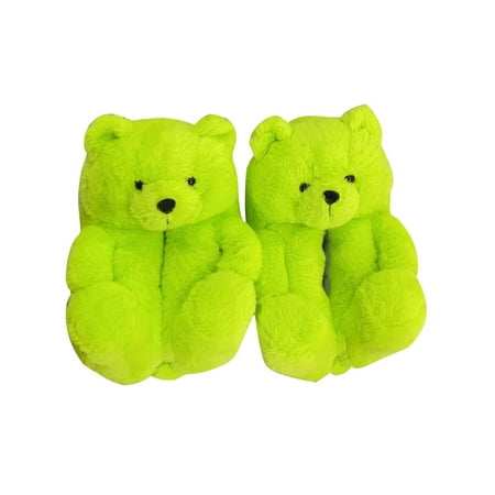 

Kesitin Unisex Cartoon Slippers Color Block Plush Slipper Leopard House Shoe Non-slip Cozy Indoor Shoes Home Slip On Bootie Fluorescent Green 5.5-8