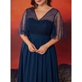 thumbnail image 3 of AURA Plus Size Deep V Neck Evening Dress Women A Line Elegant Party Long Dress, 3 of 7