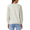thumbnail image 3 of INSPIRE CHIC Women's Sweaters V Neck Knit Crochet Hollow Out Long Sleeve Pullover Sweater Top M Grey Beige, 3 of 6