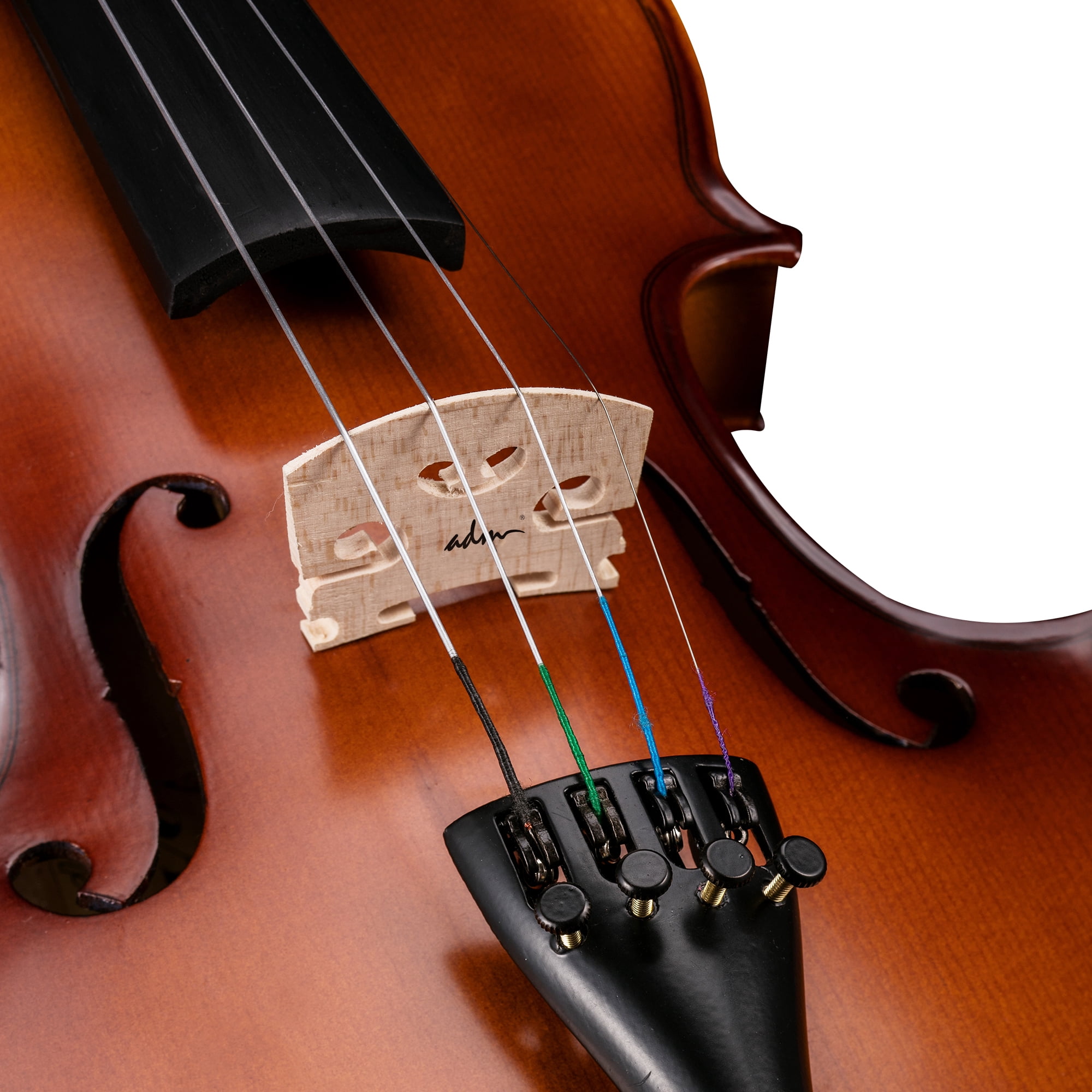 ADM Acoustic Violin for Beginner 4/4 Full Size Violin Set Solid Wood Ebony for Adult Teen Student Starter Kit with Hard Cae, Free Lessons, Brown