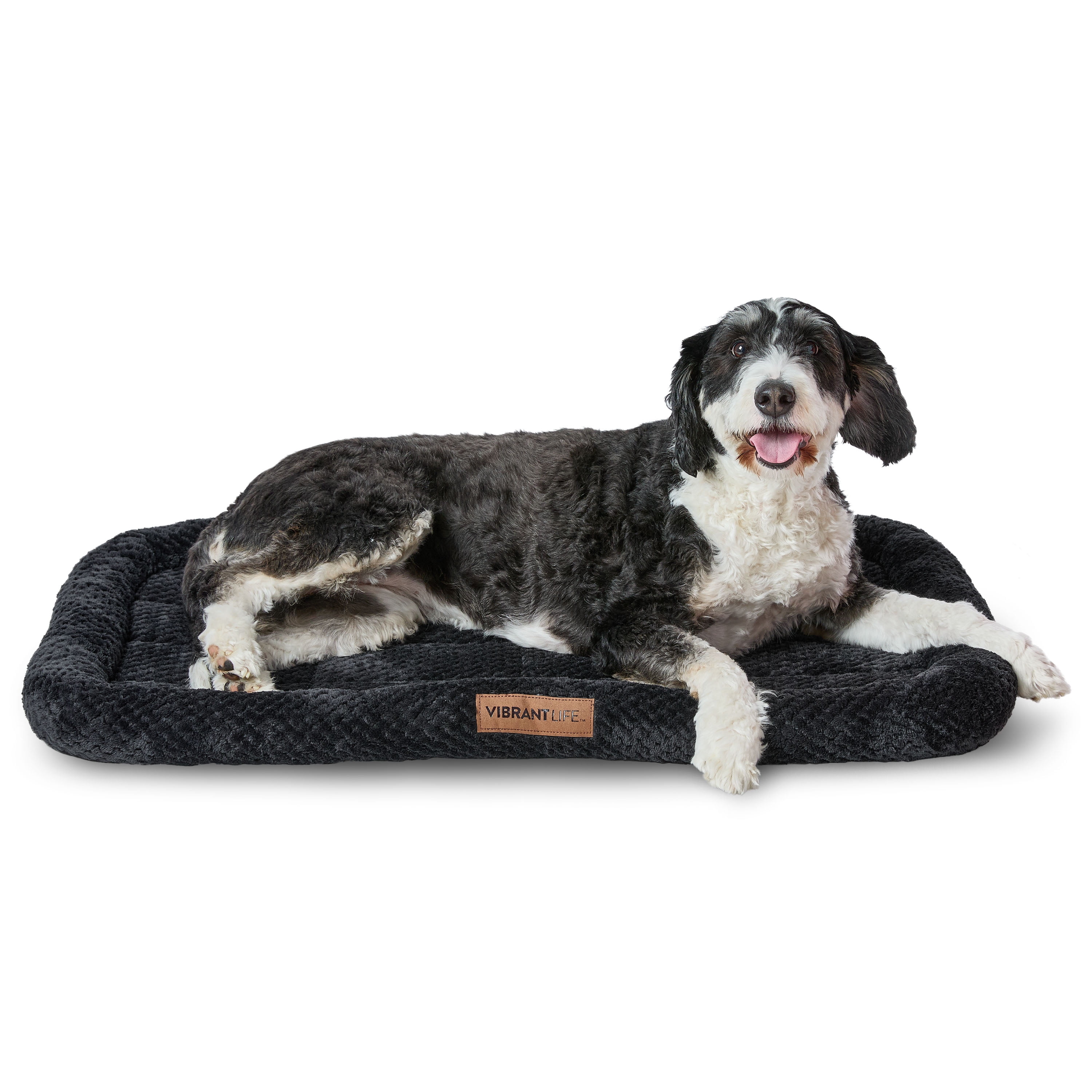 Vibrant Life Large Cozy Luxe Crate Mat Pet Bed, Dark Gray, 36" x 27"