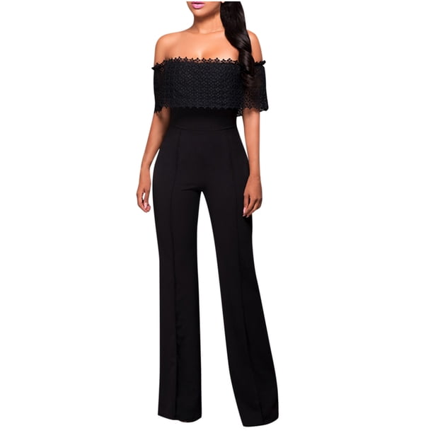 Mono Para Mujer Fuera Del Hombro Moda Casual Sólido Erógeno Encaje Cremallera Lateral Mono Odeerbi ODB-4