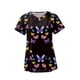 thumbnail image 4 of Top exfoliante con cuello en V para mujer, Uniforme de Trabajo de enfermera con bolsillos laterales, camiseta cómoda y duradera para tienda de Mariposa negra, 4 of 8