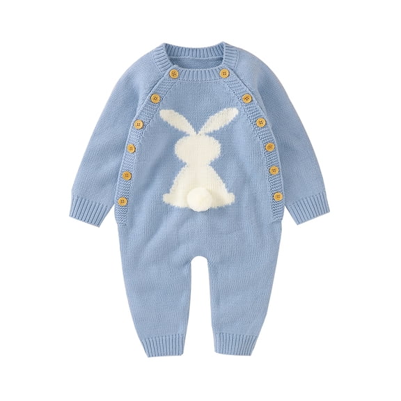 Aunavey Baby Girl Boy Sweater Toddler Long Sleeve Rabbit Jumpsuits Kid's Knitted Bunny Romper for Easter Outfit
