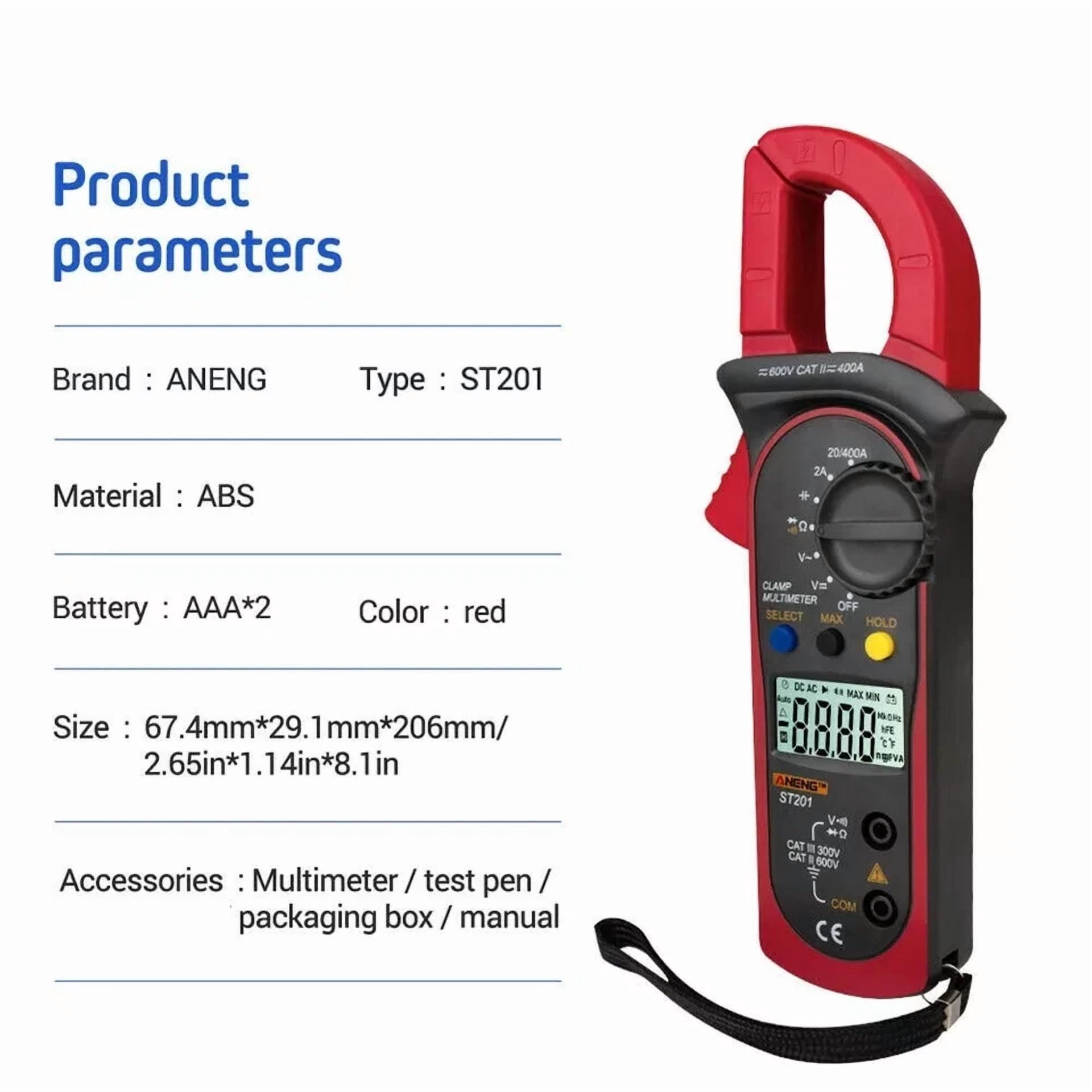 CIRCLE- Digital Multimeter Tester Ac Dc Volt Ohm Amp Clamp Meter Auto Range Lcd Handheld