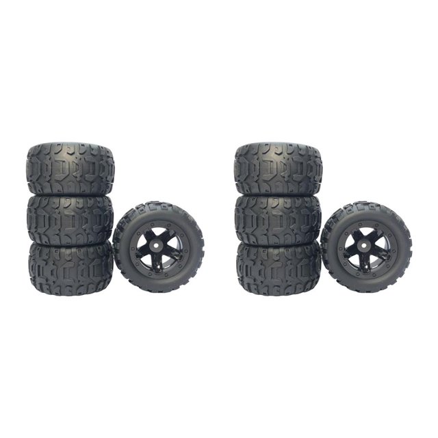 Vogacara Neumáticos de coche RC 1/16 1/12 1/14 montaje de piezas de repuesto de coche para Wltoys 124017 2piezas Negro