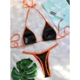 thumbnail image 4 of Traje baño cuello halter para mujer 3 piezas con falda envolvente traje baño, traje baño triangular, 4 of 5