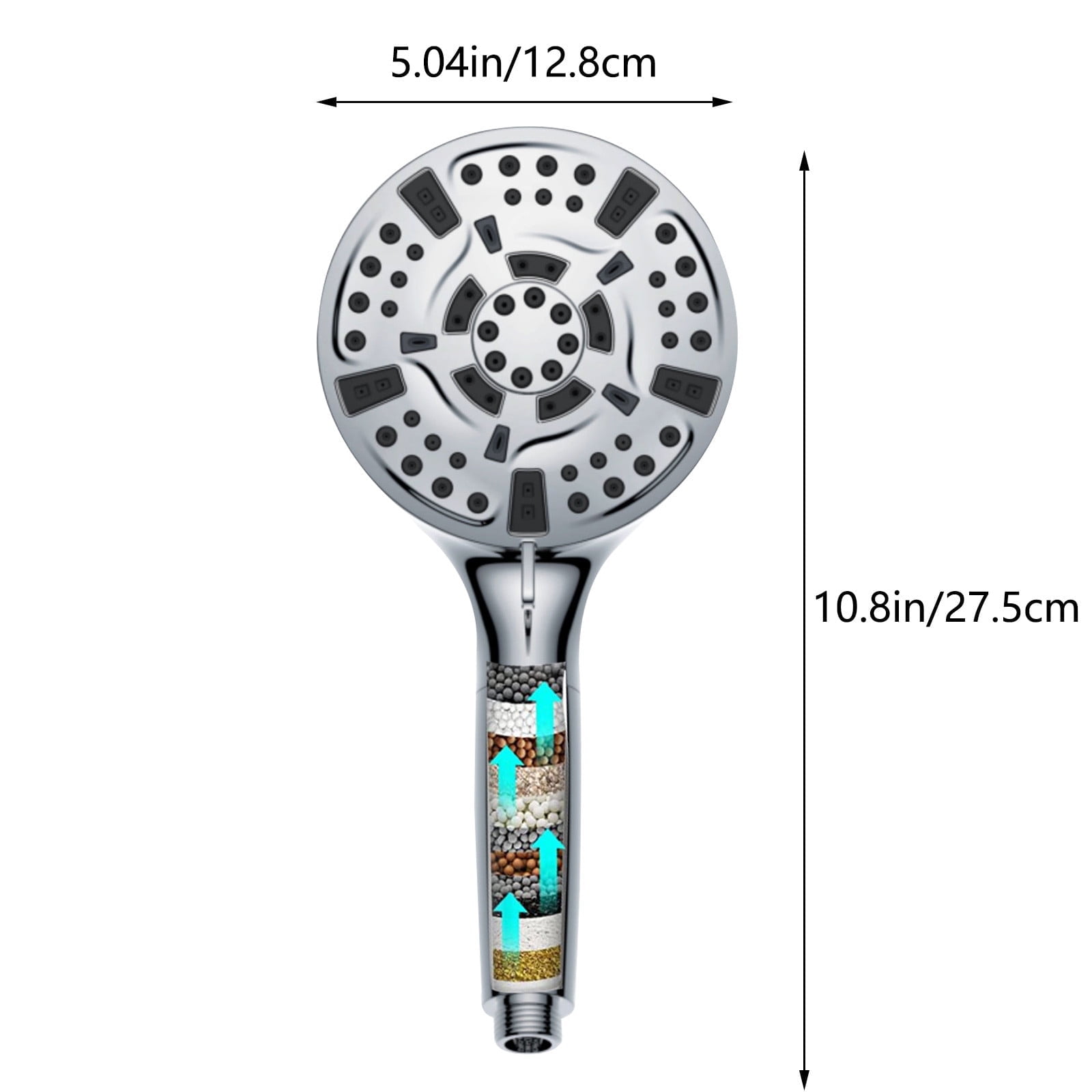 Filtered Hard Water Showerhead With 10 Medium Patterns Back Outlet Sprayer Showerwater Sprayer Handheld Shower Set