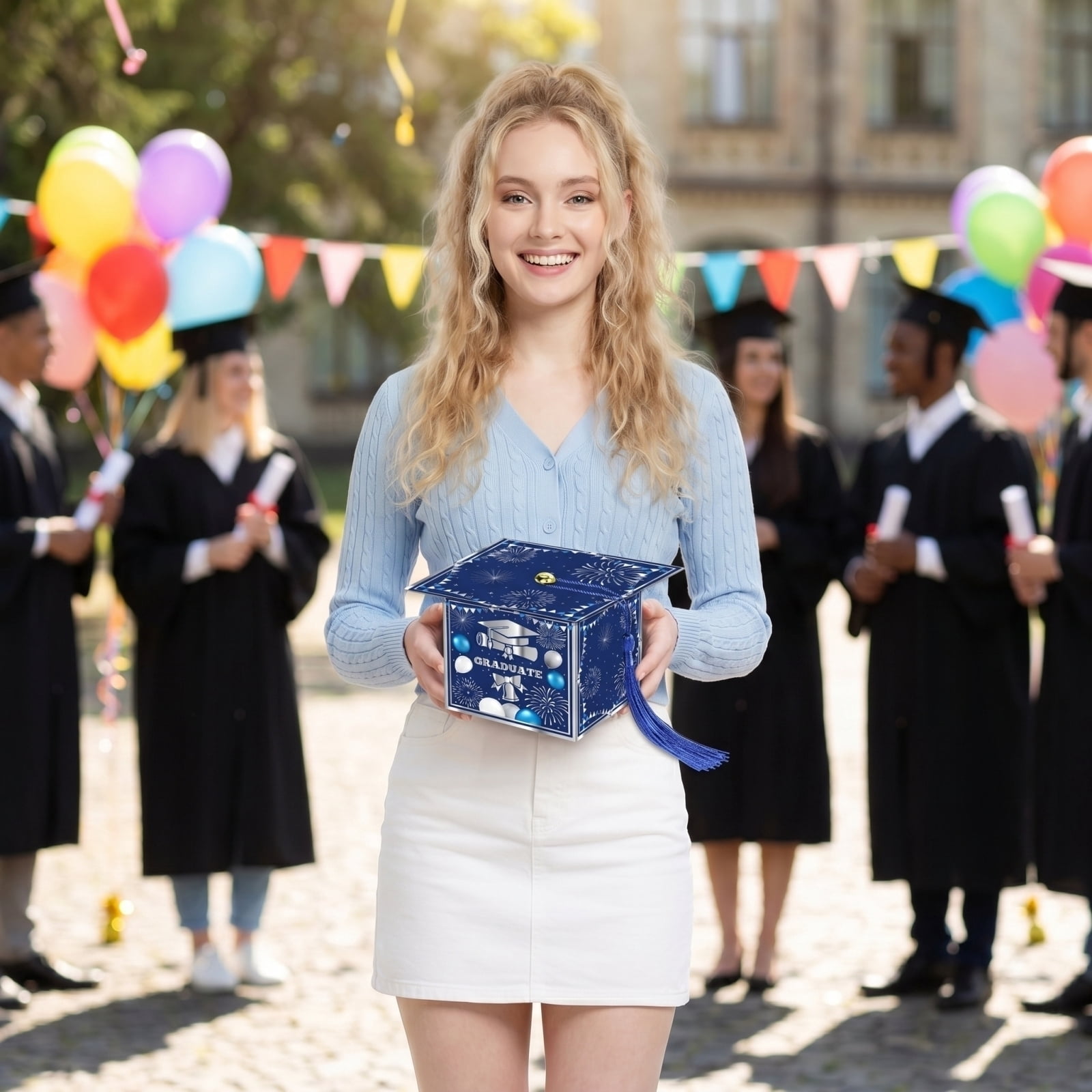 Graduation Doctoral Cap Box, Surprise Candy Packaging Bags & Gift Storage Bags for Graduation Party Favor Supplies (Black)