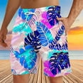 thumbnail image 2 of Iugvhana Beach Shorts for Men Lightweight Quick Drying Swimwear Swim Trunks Hawaiian Tropical Floral Summer Shorts Multicolor#5 XXXXXL, 2 of 4