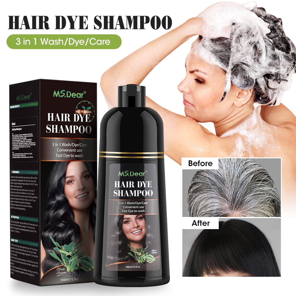 HailiCare Coconut Oil Essence Hair Color Shampoo Moisturizing Hair Dye  Shampoo,500ml (Black) 