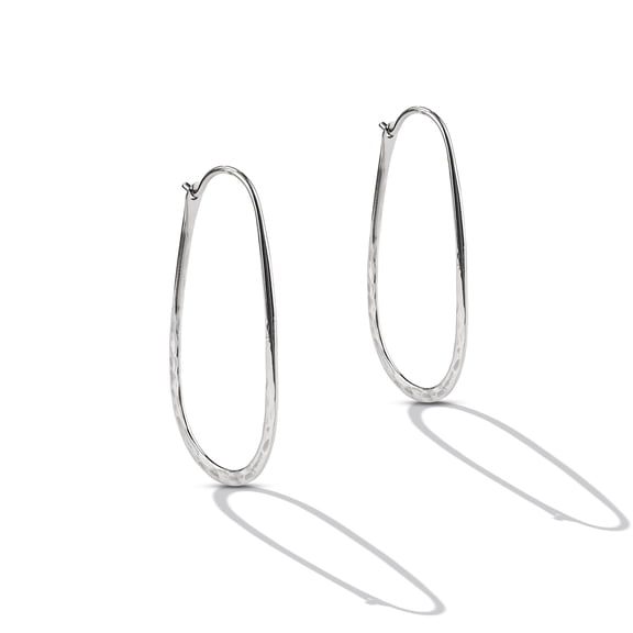 Sterling Silver Hammered Oval Hoop Earrings