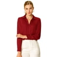 thumbnail image 1 of Camisa de trabajo de manga larga con blusa elegante con cuello en V de oficina para mujer Rojo S INSPIRE CHIC Camisa, 1 of 6