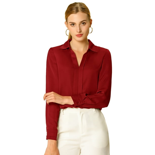 Blusa Elegante Camisa Color Vino De Mujer Blusas Color Vino Blusa