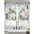 thumbnail image 4 of Sheer Curtains 45 Inches Long, Botanical Flowers Light Filtering Window Curtains for Living Room/Bedroom, Country Magnolia Leaves Branches Rod Pocket Voile Sheer Curtain Drapes, 52"W x 45"L, 2 Panels, 4 of 8