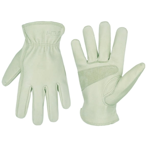 HANDLANDY Leather Work Gloves, Stretchable Wrist Rigger Glove for Men & Women