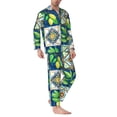 thumbnail image 2 of Naloa Lemon and Leaves Men’s Pajamas Set - Long Sleeve Button Down Sleep Shirt and Pajama Bottoms Sleepwear Set-X-Large, 2 of 7