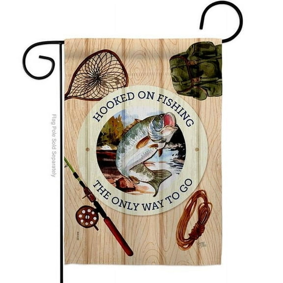 Breeze Decor G159084-BO Hooked On Fishing Sports 13 x 18.5 in. Double-Sided Decorative Vertical Garden Flags for House Decoration Banner Yard Gift