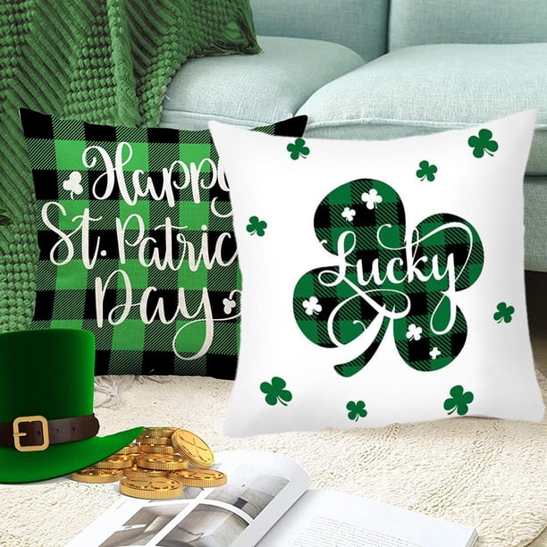 de almohada para el día de San Patricio, 18 x 18 pulgadas, decoración de San Patricio, funda de almohada, funda de cojín de alg Estilo6 Soledad funda de almohada a cuadros de búfalo