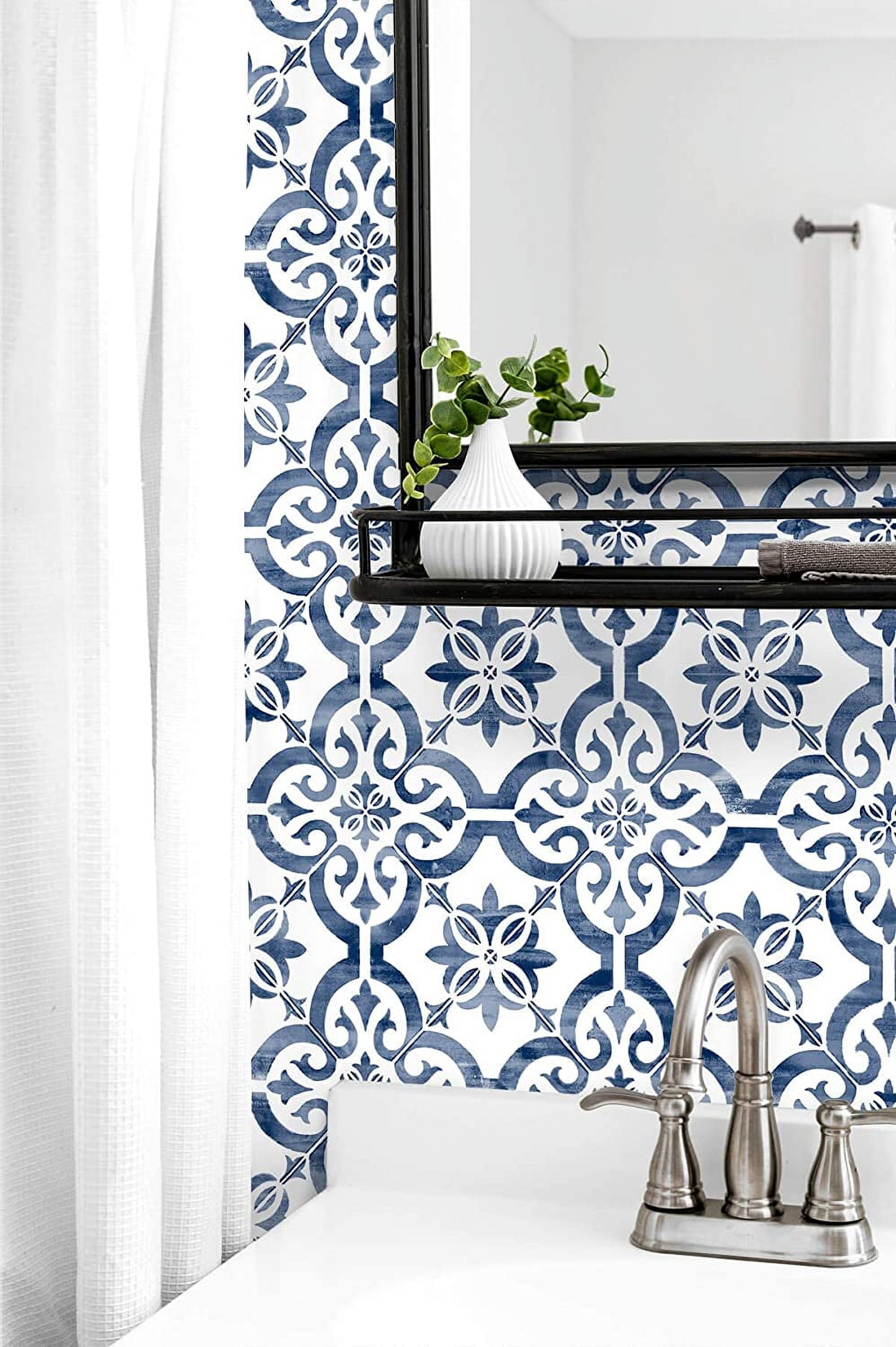 Wallquest, Inc. Luxe Haven Porto Tile Peel and Stick Wallpaper Riviera Blue