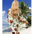 thumbnail image 4 of SUCS Women's Floral Print Puff Sleeve Kimono Cardigan Loose Cover Up Casual Blouse Tops, 4 of 8