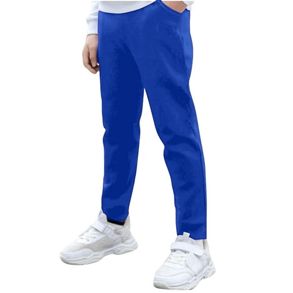 Erwazi Kids Athletic Chino Pants with Pockets Little Girl Boys Casual Gym Running Pants Toddler Teens Workout Pants Size 2-15 Years