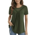 thumbnail image 4 of FOLUNSI Women's Plus Size Summer Tops Short Sleeve Lace Pleated Blouses Tunic Tops M-4XL, 4 of 9