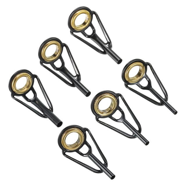 Unique Bargains Kit de Réparation de Pointe de Canne à Pêche en Acier Inoxydable 1,2-2,2mm, Remplacement de Guide d'Anneau de Canne pour Pêche, Doré 6 Pack