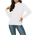 thumbnail image 2 of Hipattires Casual Sweaters for Women Thick Warm Solid Color Pullover Knitted Skinny Tops Comfy Long Sleeve White Womens Blouse Winter, 2 of 5