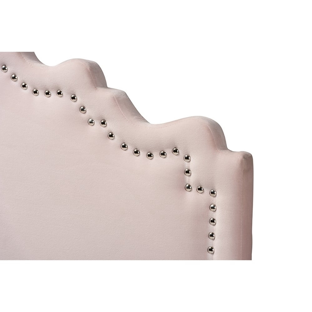 Baxton Studio Nadeen Contemporary Velvet Twin Headboard in Light Pink