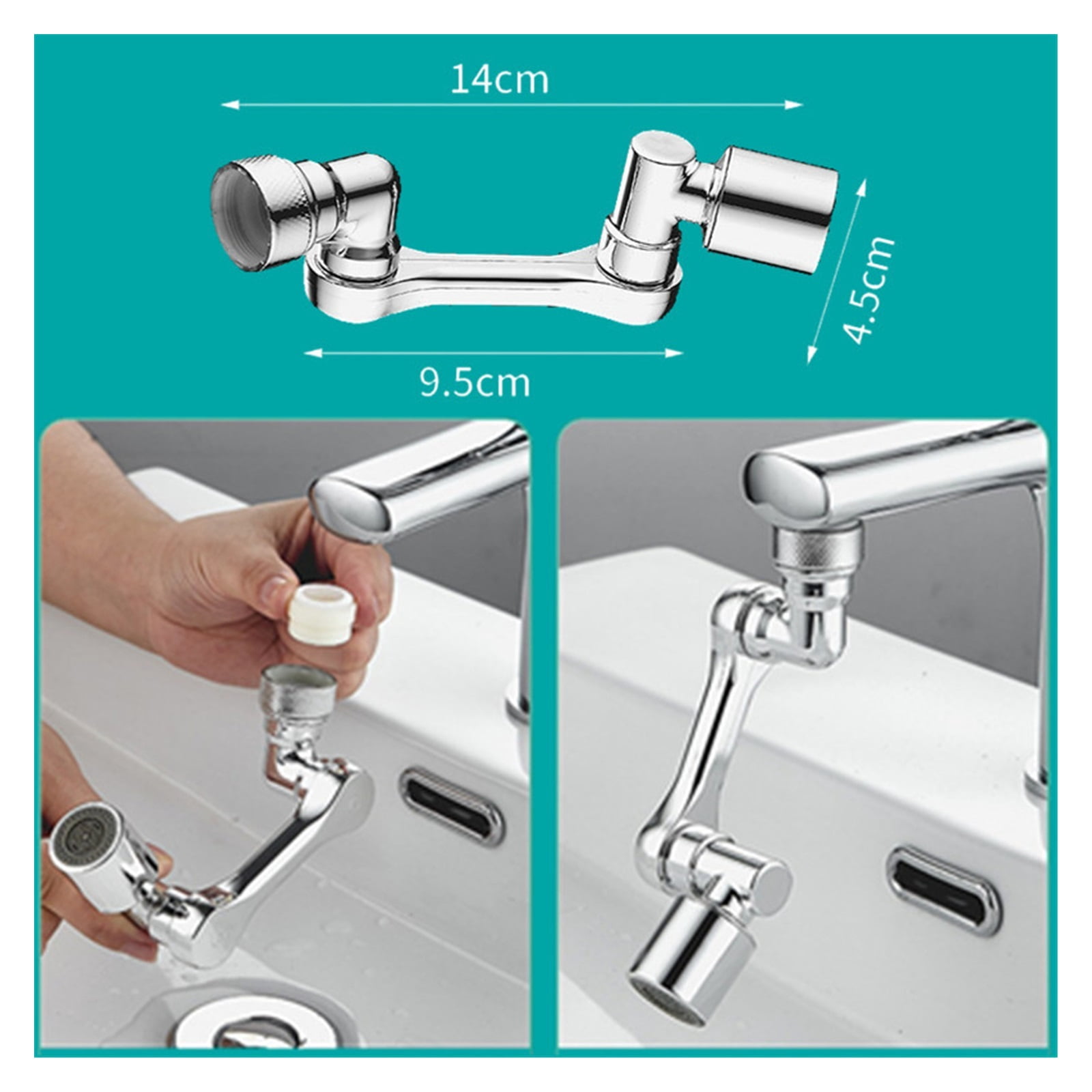 1080° Universal Rotation Extender Faucet Aerator Plastic Tap Splash Filter Kitchen Washbasin Faucets Bubbler Nozzle Robotic Arm ,Water Saving