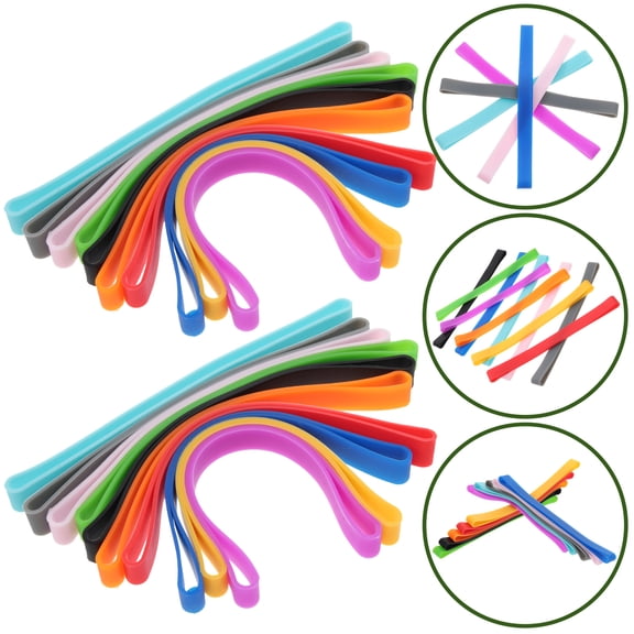 Elastic Silicone Bands for Book Binding and Fixing Use Assorted Color 20Pcs