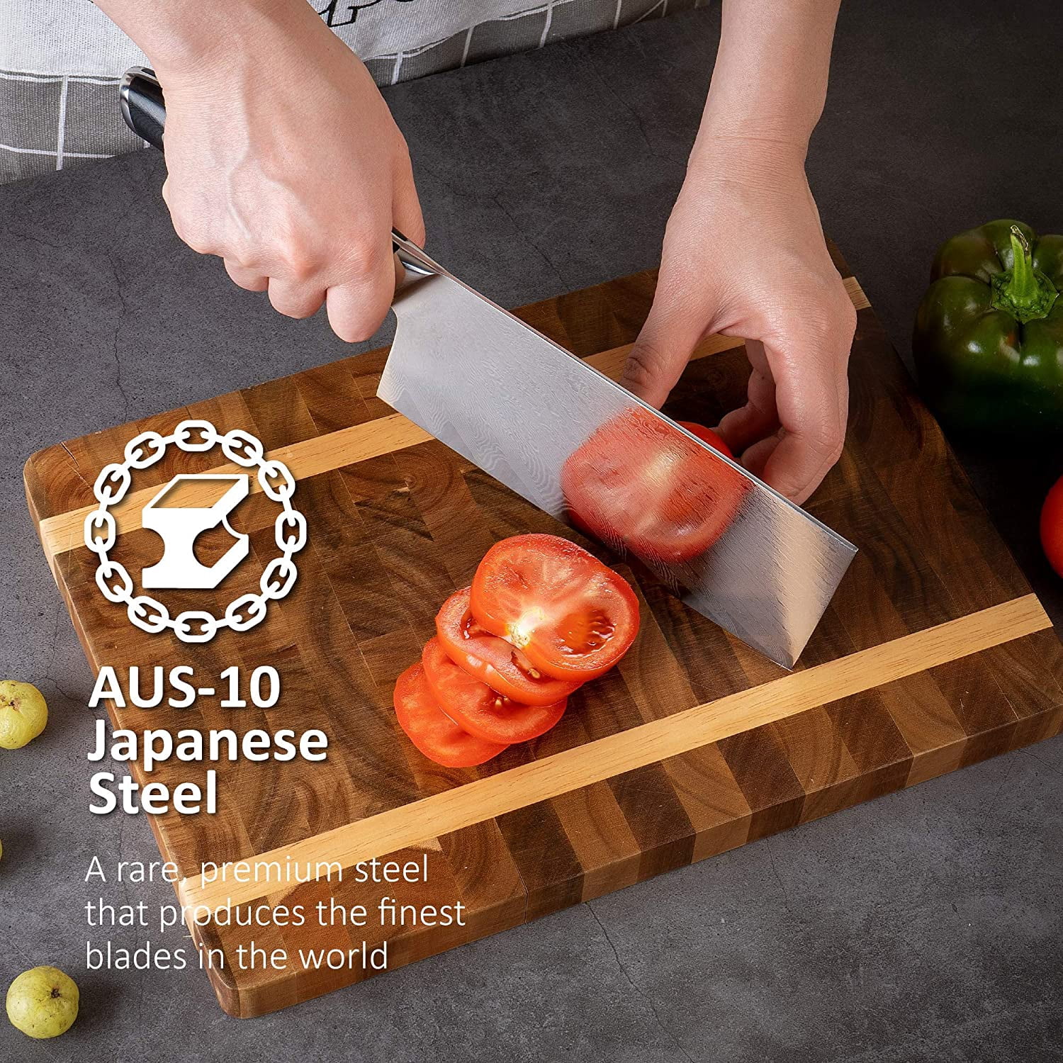 Master Maison Authentic 7.5" Damascus Cleaver Knife With Full-Tang Handle, Sheath, Sharpening Stone, Storage Box & Drying Cloth | AUS-10 Japanese Stainless Steel