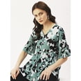 thumbnail image 5 of DressBerry Women’s Printed Rayon Crepe Top V Neck Elbow Sleeves Buttoned Front Waist Length Regular Wear Light Weighted Casual Summer Top, 5 of 7