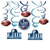 2019 Super Bowl LIII 53 Football Party Swirls Paper Hanging Whirls, 12 CT, 26", Blue