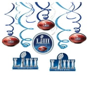 2019 Super Bowl LIII 53 Football Party Swirls Paper Hanging Whirls, 12 CT, 26", Blue
