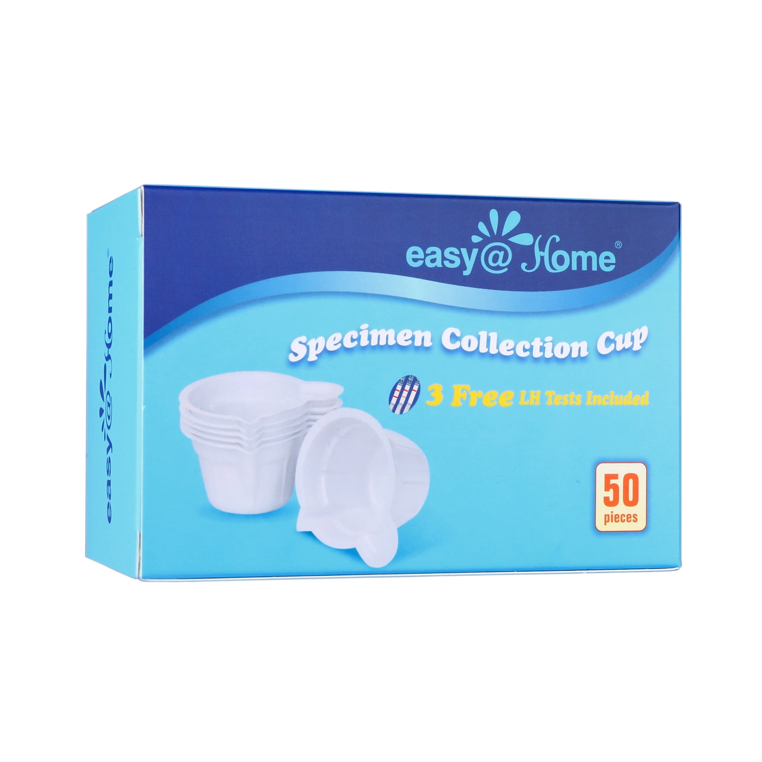 EasyHome 50 Disposable Plastic Urine Specimen Cups with 3 Free