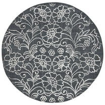 SAFAVIEH Marbella Zarif Floral Area Rug, Black/Ivory, 6' x 6' Round
