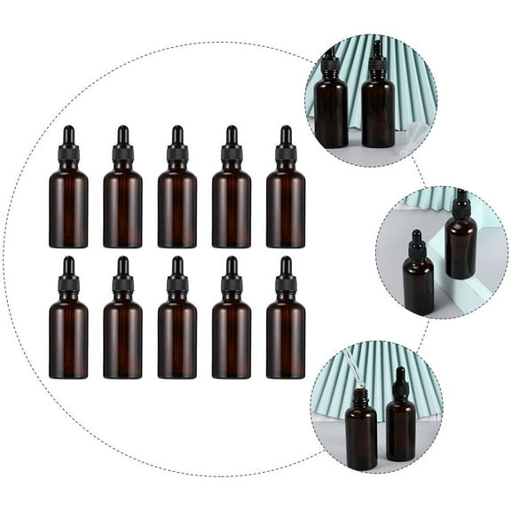 GOOHOCHY 10 Pcs Toiletries Essential Oil Bottle Dropper Bottles Travel 10x2.8cm