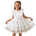 thumbnail image 2 of SBYOJLPB Girls' Summer Dress Sleeveless Ruffled Round Neck Lace Embroidery Mesh Princess Bow Skirt Casual Sundress, 2 of 9
