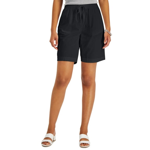 Karen Scott Petite Cotton Gemma Shorts Deep Black PXL