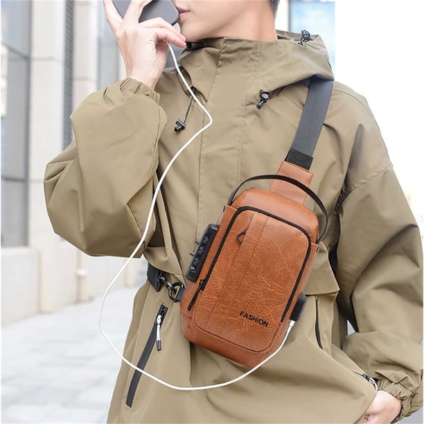 Mochila ligera para motocicleta para hombre con puerto de carga USB y bloqueo con contraseña | Bolso bandolera antirrobo | Bolsa de viaje multifuncional de poliéster resistente