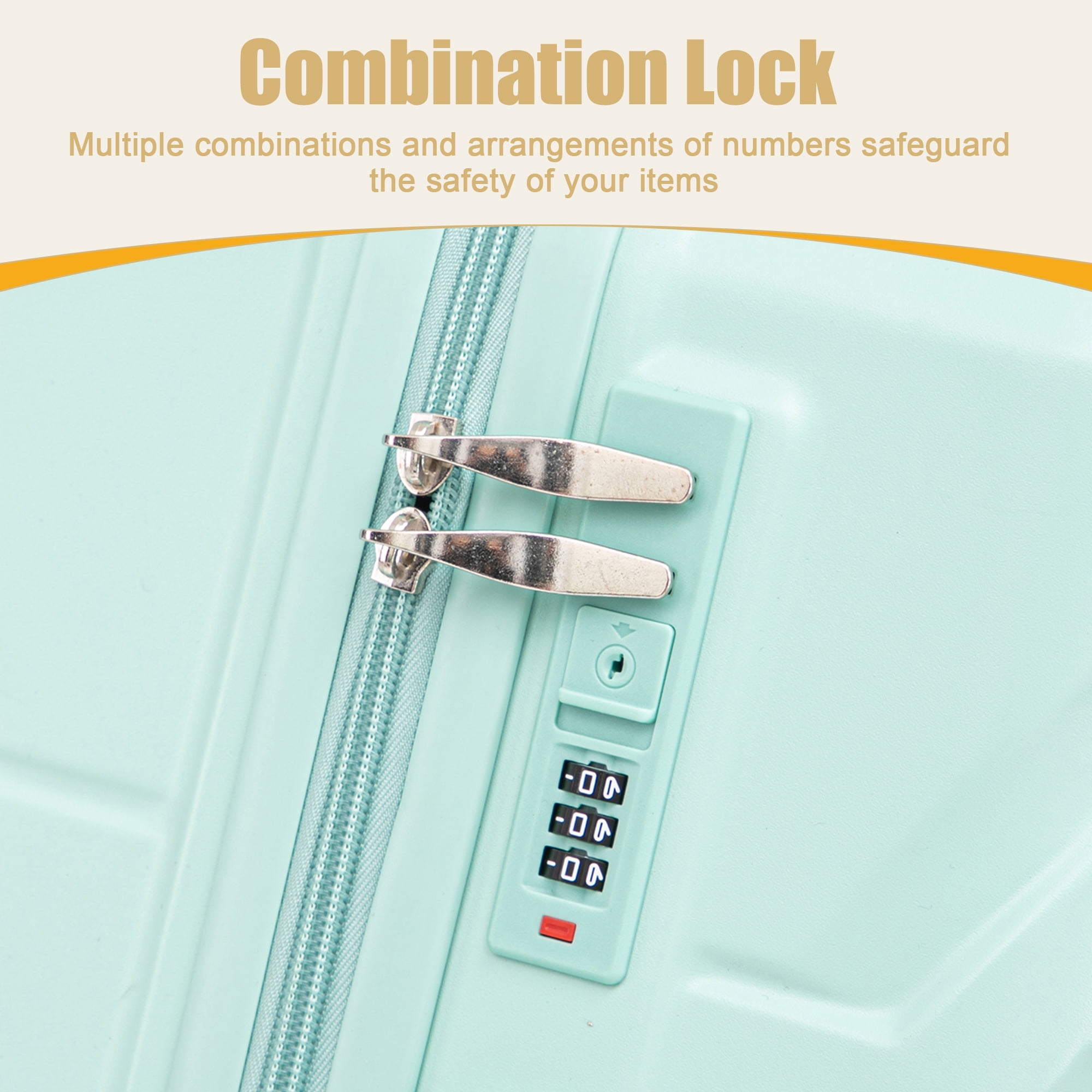 28 Inch ABS Hardside Checked Luggage, Scratch Resistant Spinner Suitcase with Combination Lock