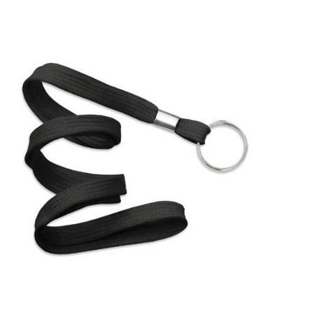 - Black Lanyard, flat braid, non-breakaway, split ring, 3/8