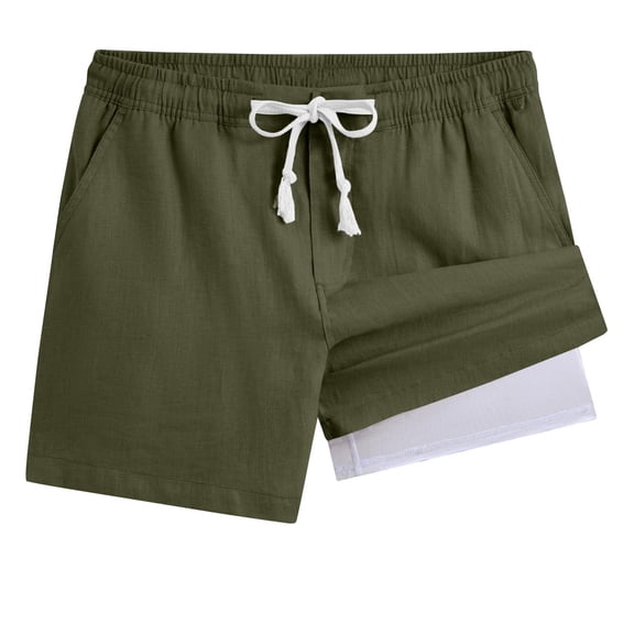 Hurxie Boys Linen Shorts Casual Pull-On Elastic Waist Drawstring Summer Beach Shorts Green,140
