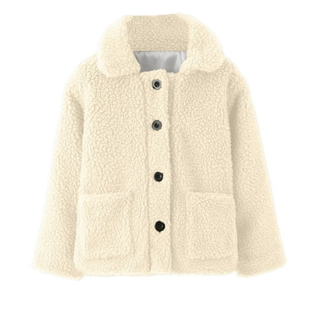 

Aompmsdx Toddler Boys Girls Coat Winter Windproof Thicken Coat Jacket Child Warm Fleece Button Outerwear Jacket With Pocketmother Kids