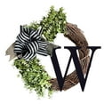 thumbnail image 6 of Opehuo 26 Initial Ribbon Rattan Wreath,Spring Personalized Letters Round Rattan Wreath With Striped Linen Bow,Farmhouse Style Rustic Door Wreaths(K), 6 of 9
