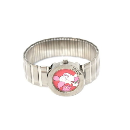 Disney Piglet Jewelry - DISNEY PIGLET WINNIE THE POOH SILVER ROUND STAINLESS STEEL EXPANSION WATCH