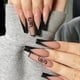 thumbnail image 1 of 24 piezas de uñas postizas largas uñas acrílicas ballet francés uñas negras con diseño de dragón uñas con uñas para mujeres y niñas, 1 of 5